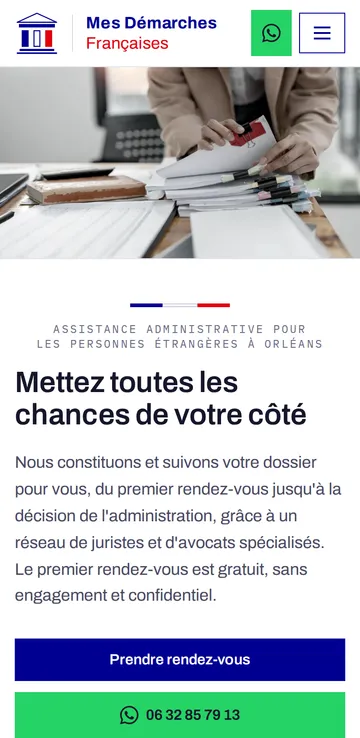 La même page d’accueil sur téléphone